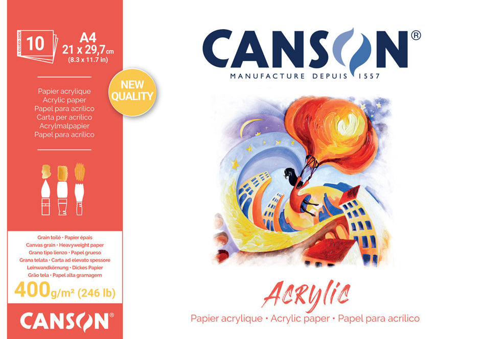 Canson akrylový blok CP Natural White 400 g/m² - 10 listov, 24 x 33 cm