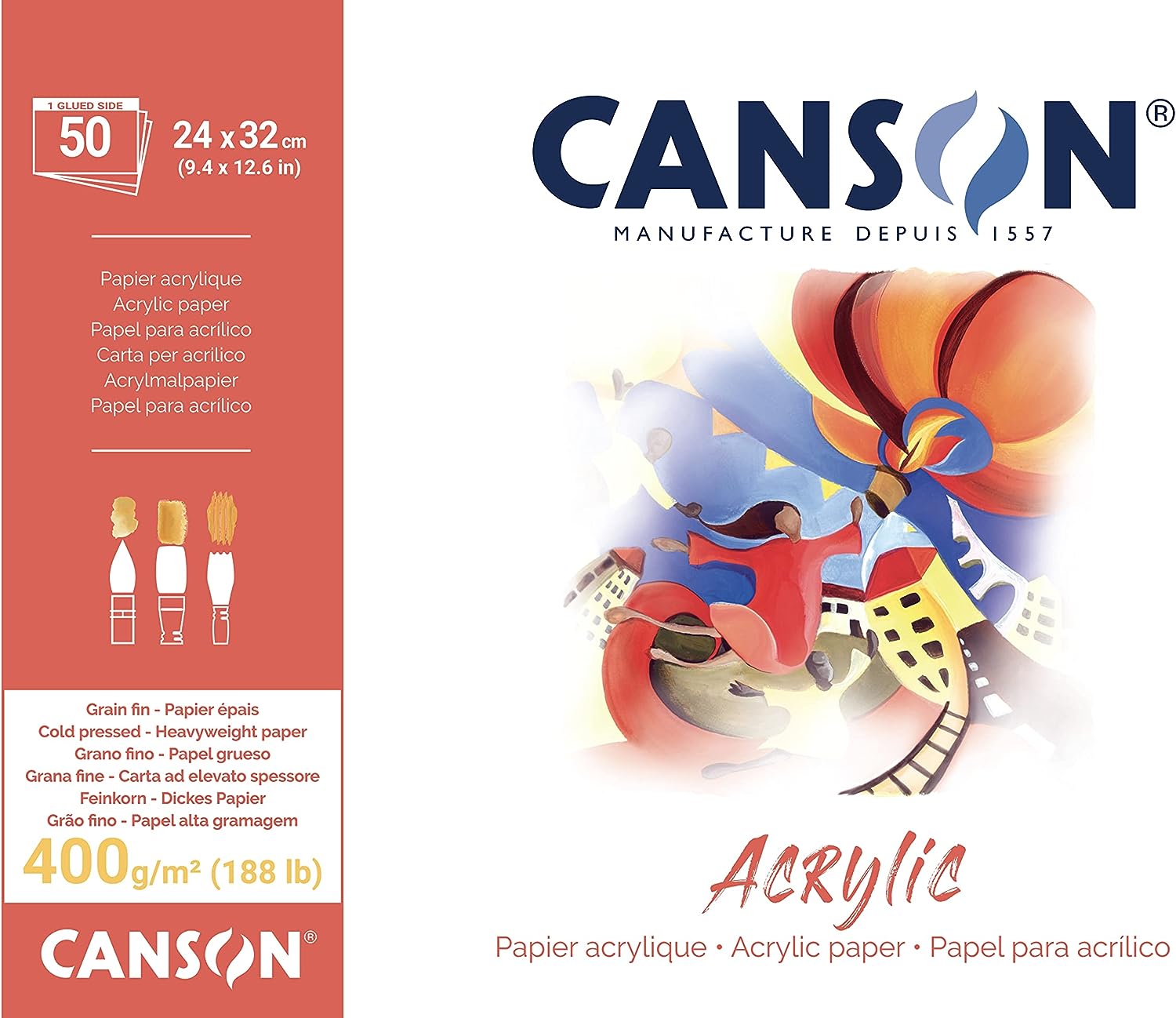 Canson akrylový blok CP Natural White 400 g/m² - 50 listov, 24 x 32 cm