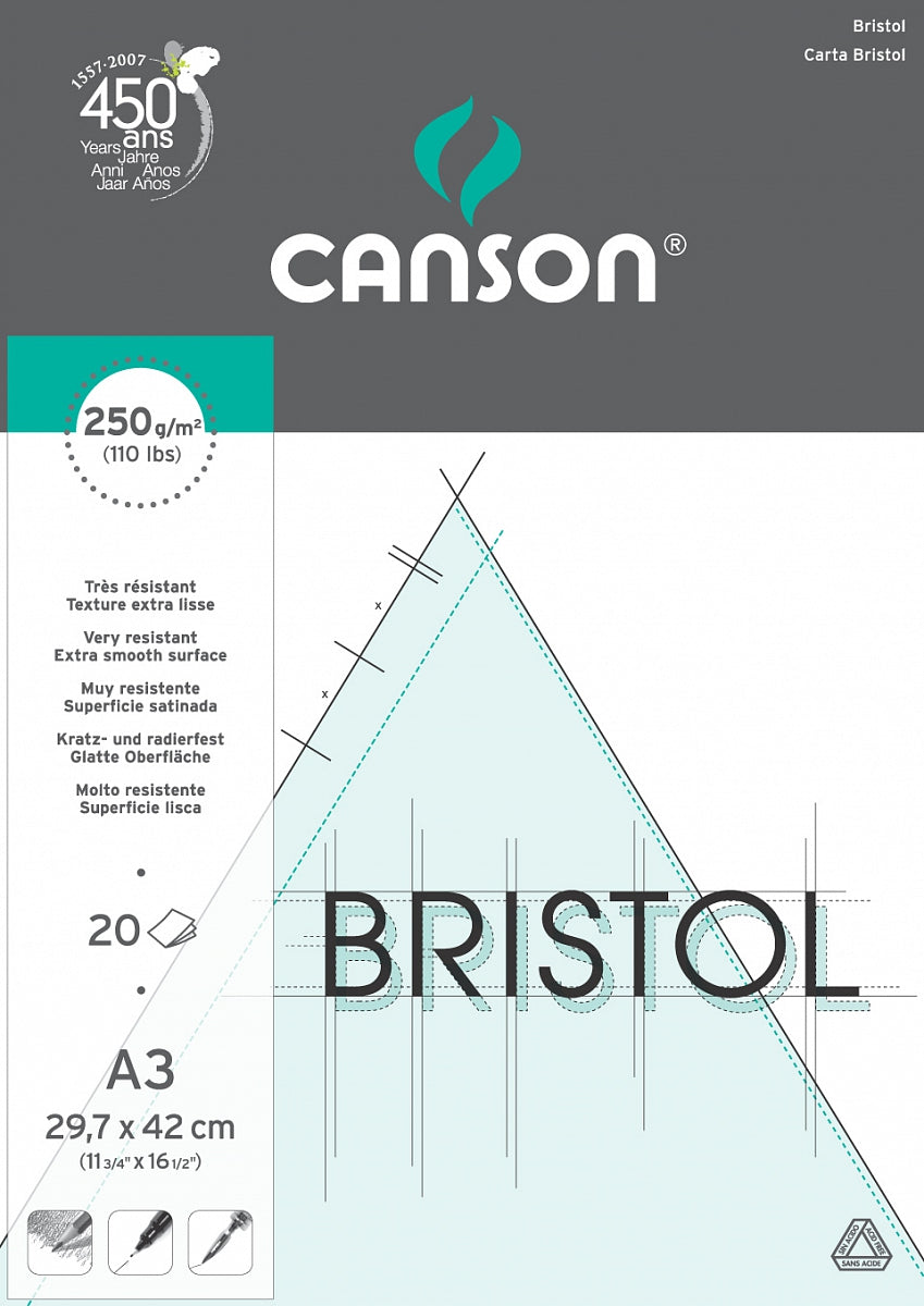 Canson Bristol kresliaci blok 250 g/m² 20L A3 lepený