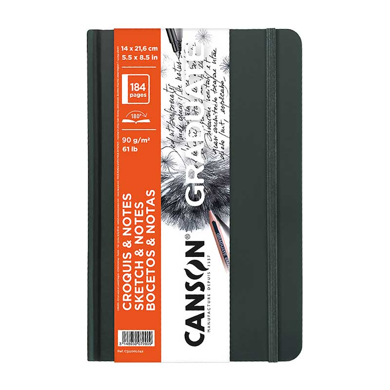 Canson Graduate Art Book skicár v pevnej väzbe 90 g/m² 184 listov 14 x 21,6 cm Dark Grey