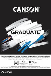 Čierny skicár CANSON Graduate 120 g/m² A3 - 20 listov, lepený