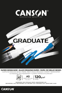 CANSON Graduate čierny skicár 120 g/m² 20L A5 lepený