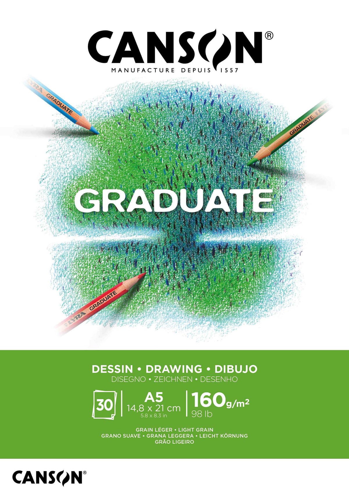 Canson Graduate kresliaci blok biely 160 g/m² 30 listov A5 lepený