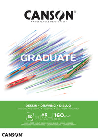Kresliaci blok Canson Graduate Drawing White 160 g/m² - 30 listov, A3, lepený