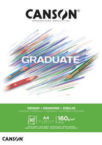 Kresliaci blok Canson Graduate White 160 g/m² A4 lepený - 30 listov