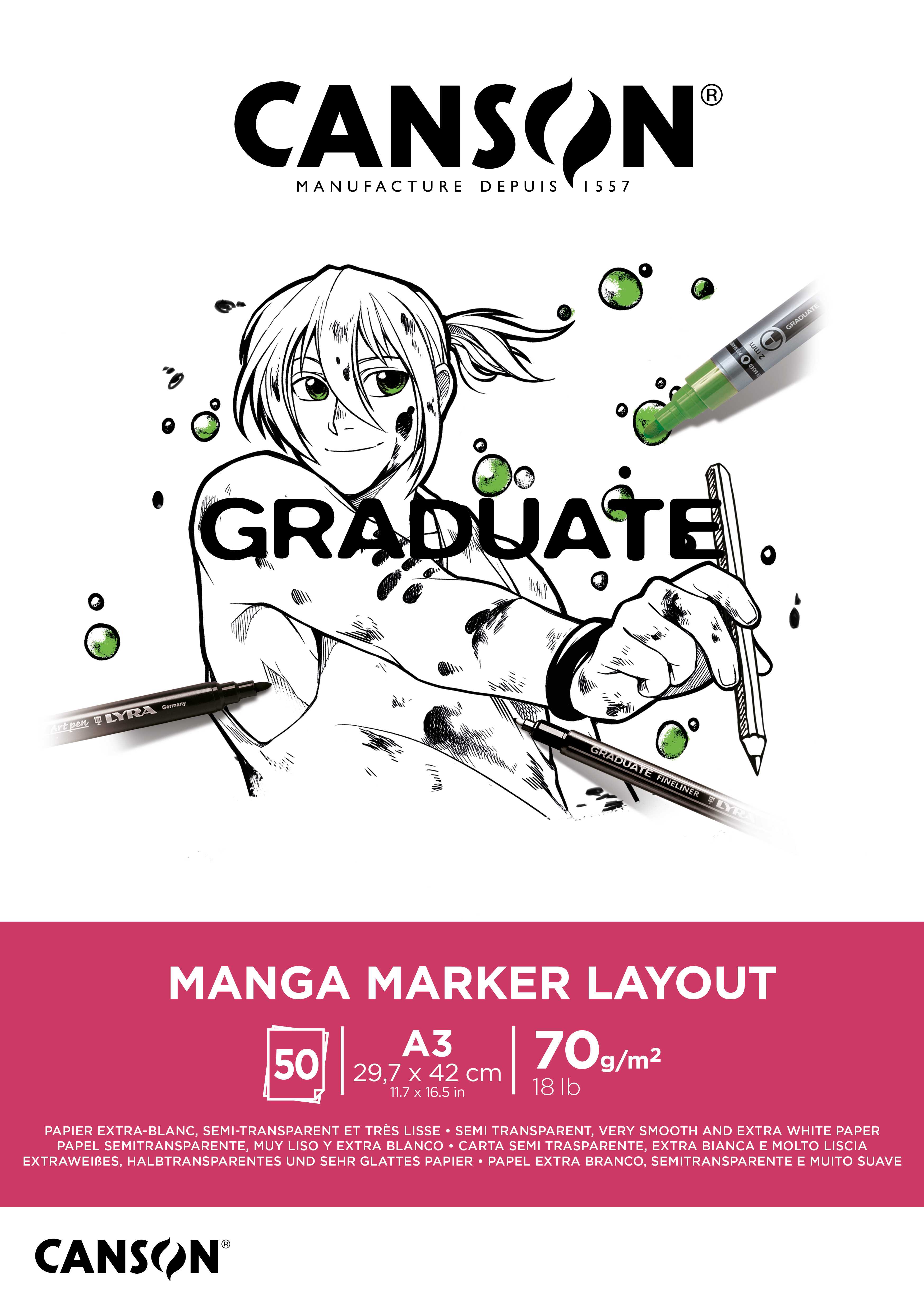 Canson Graduate Marker blok na fixky 70 g/m² A3 lepený - 50 listov