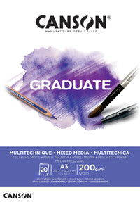 Canson Graduate Mix Media blok biely 200 g/m² - 20 listov, A3, lepený