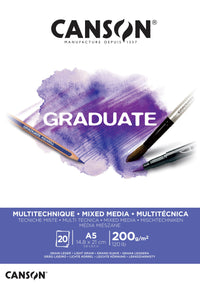 Canson Graduate Mix Media blok biely 200 g/m² - 20 listov, A5 lepený