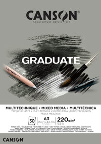 CANSON Graduate Mix Media blok sivý 220 g A3, 30 listov, lepený