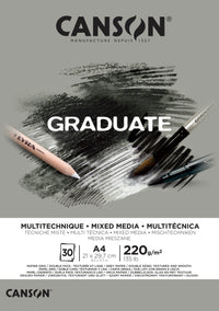 Canson Graduate Mix Media blok Grey 220 g/m² - 30 listov, A4, lepený