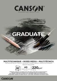 CANSON Graduate Mix Media blok sivý 220 g A5 - 30 listov lepený