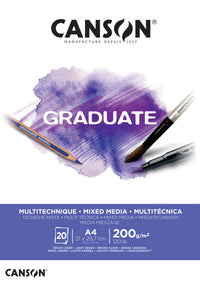 Canson Graduate Mix Media blok biely 200 g/m² - 20 listov, A4 lepený