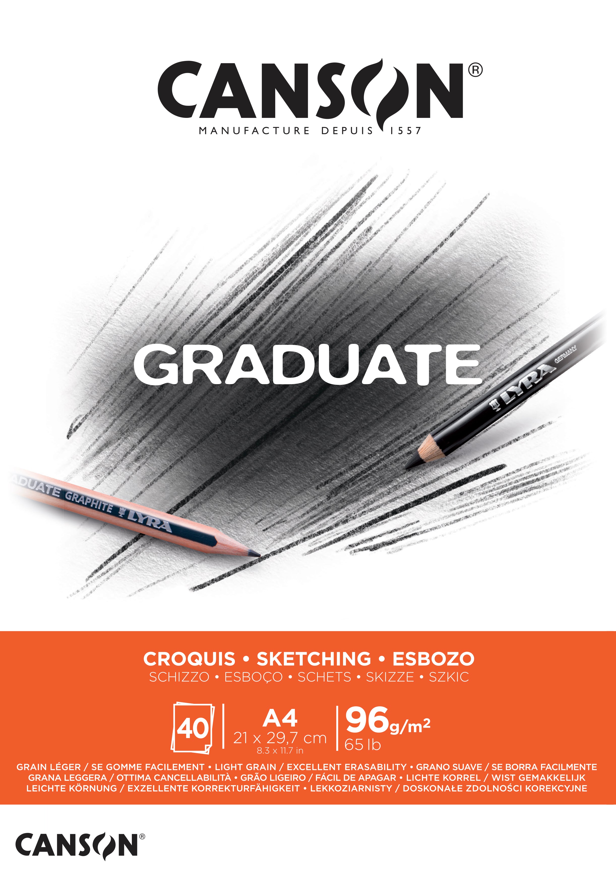Skicár CANSON Graduate 96 g/m² A4 lepený - 40 listov