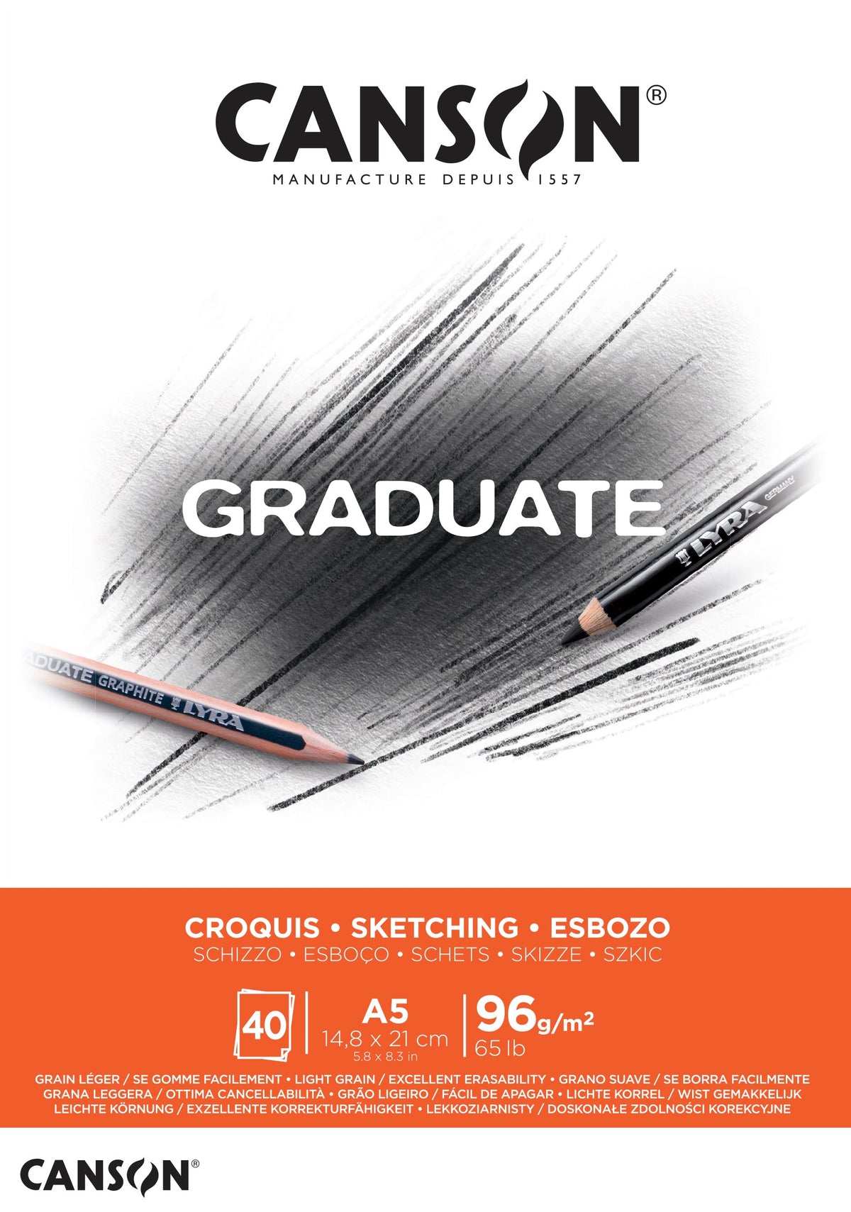 CANSON Graduate skicár 96 g/m², 40 listov, A5, lepený