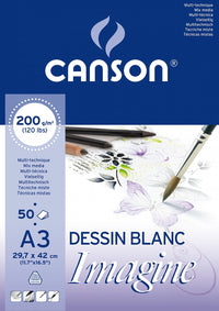 Canson Imagine lepený skicár pre kombinované techniky 200 g/m² A3 - 50 listov
