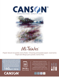 Canson Mi-Teintes lepený blok na pastel 160 g/m² 20 listov - 24 x 32 cm, Grey/Blue