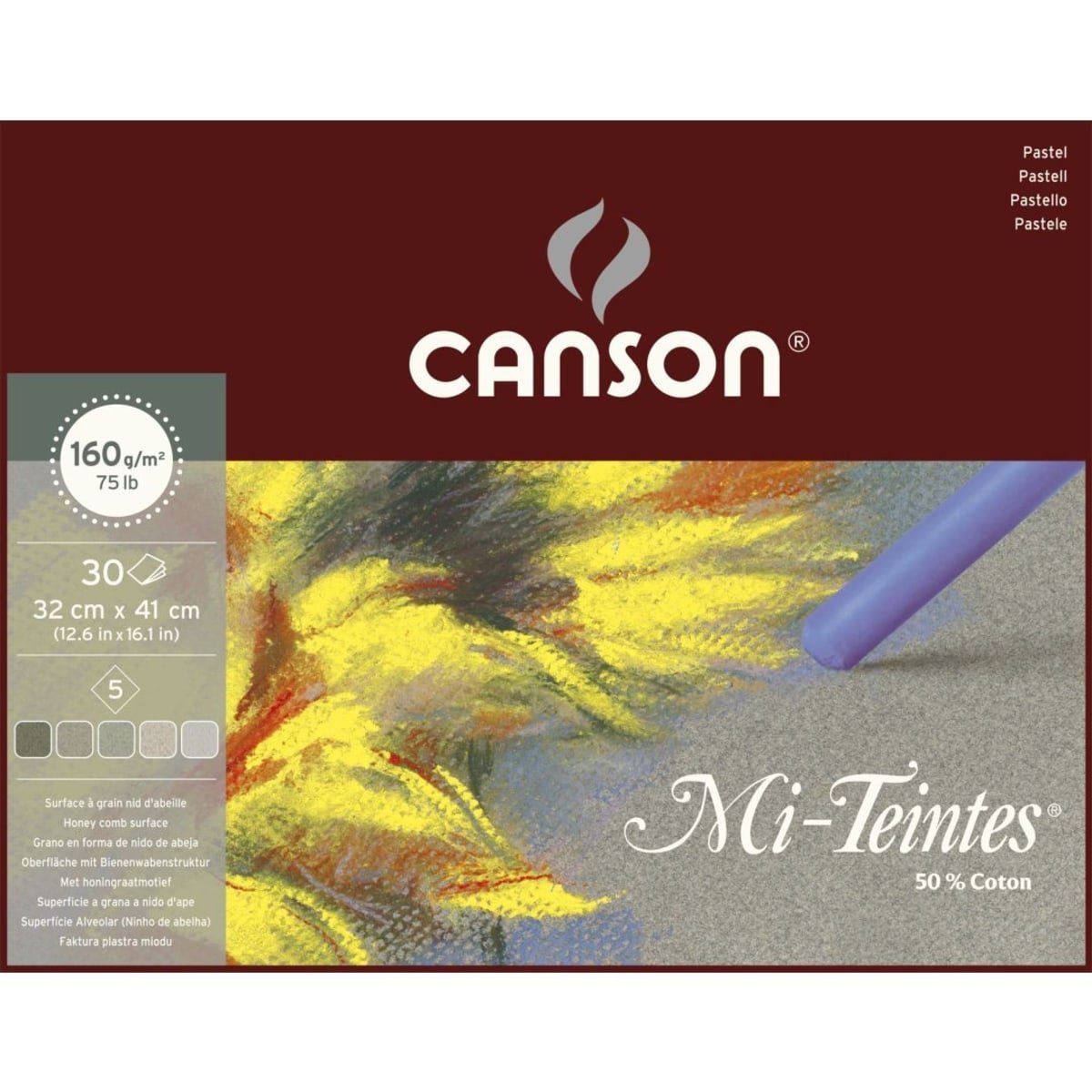 Canson Mi-Teintes lepený blok na pastel 160 g/m² 30 listov 32 x 41 cm Grey