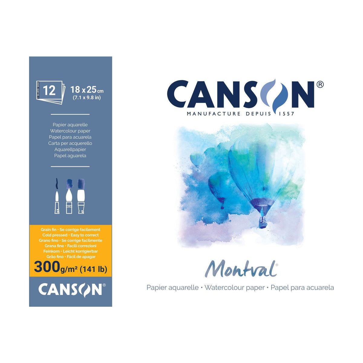 CANSON Montval akvarelový blok CP 300 g/m² - 12 listov, 18 x 25 cm