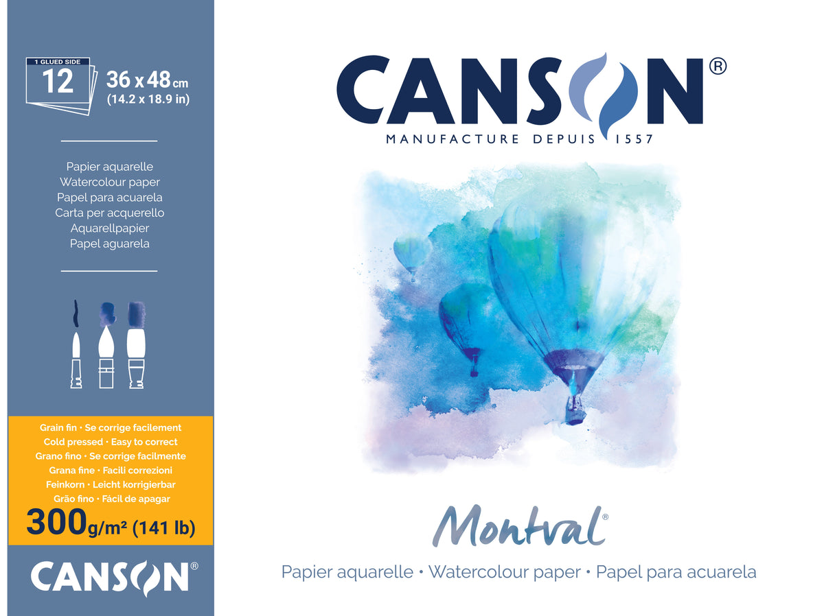 Canson Montval akvarelový blok CP 300 g/m² - 12 listov, 36 x 48 cm lepený