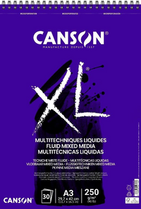 Canson XL Fluid Mix Media blok 250 g/m², 30 listov, A3, špirálová väzba