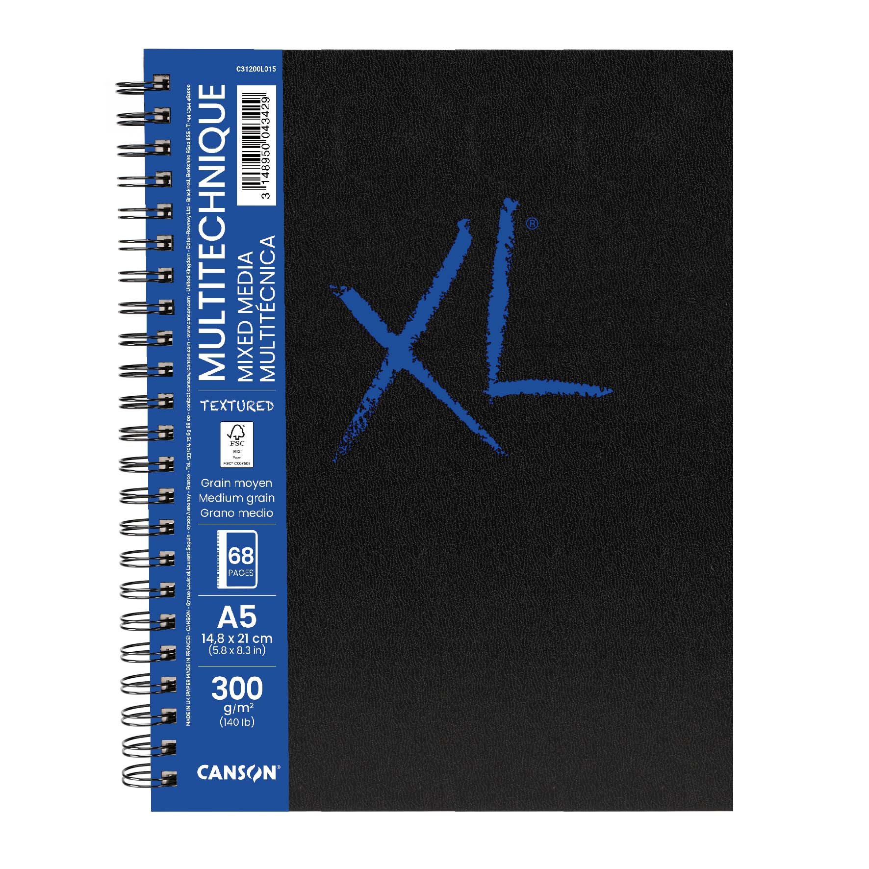 Canson XL Mix Media Textured lepený blok A5, 300 g/m², 68 listov