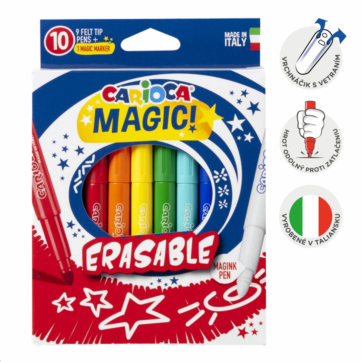 Carioca magické fixky - zmazateľné, 10 ks, mix farieb