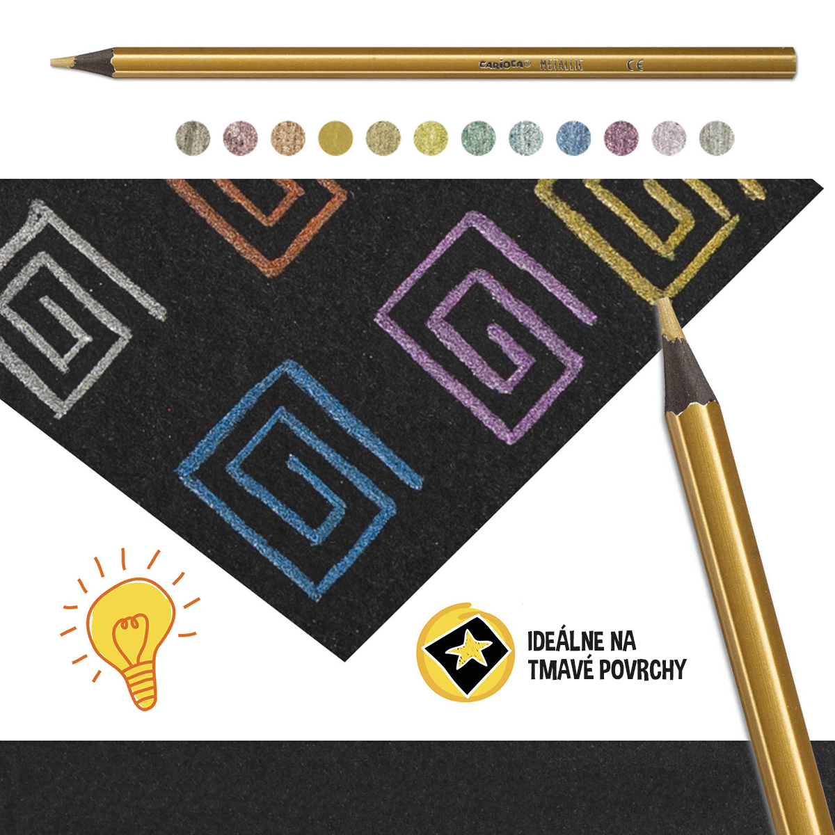 Carioca šesťhranné pastelky Metallic, 12 ks
