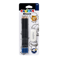 Carioca súprava trojhranných ceruziek Black 2/HB s gumou, 4 ks