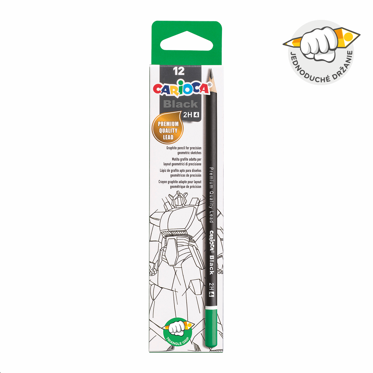 Carioca trojhranná ceruzka Black, 12 ks – 4/2H