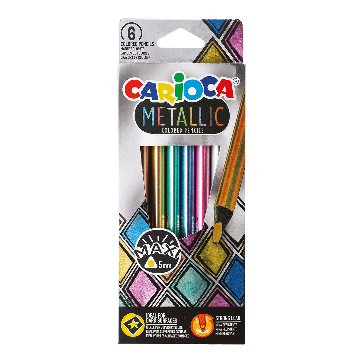 Carioca Metallic driekantige kleurpotloden, 6 stuks – afbeelding 2