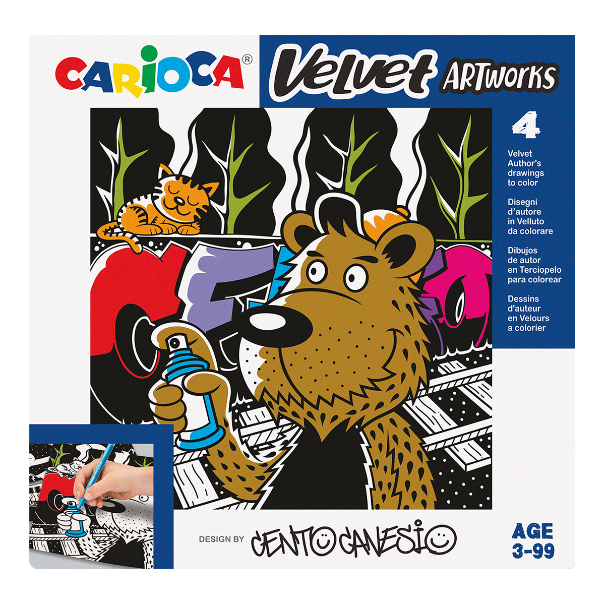 Carioca zamatové maľovanky 4 ks – CENTO Graffiti