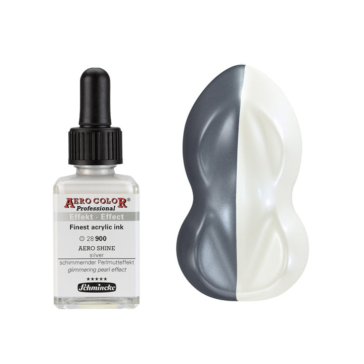 Akrylový atrament Schmincke AERO COLOR Professional Effect 28 ml – 900 AERO SHINE strieborná