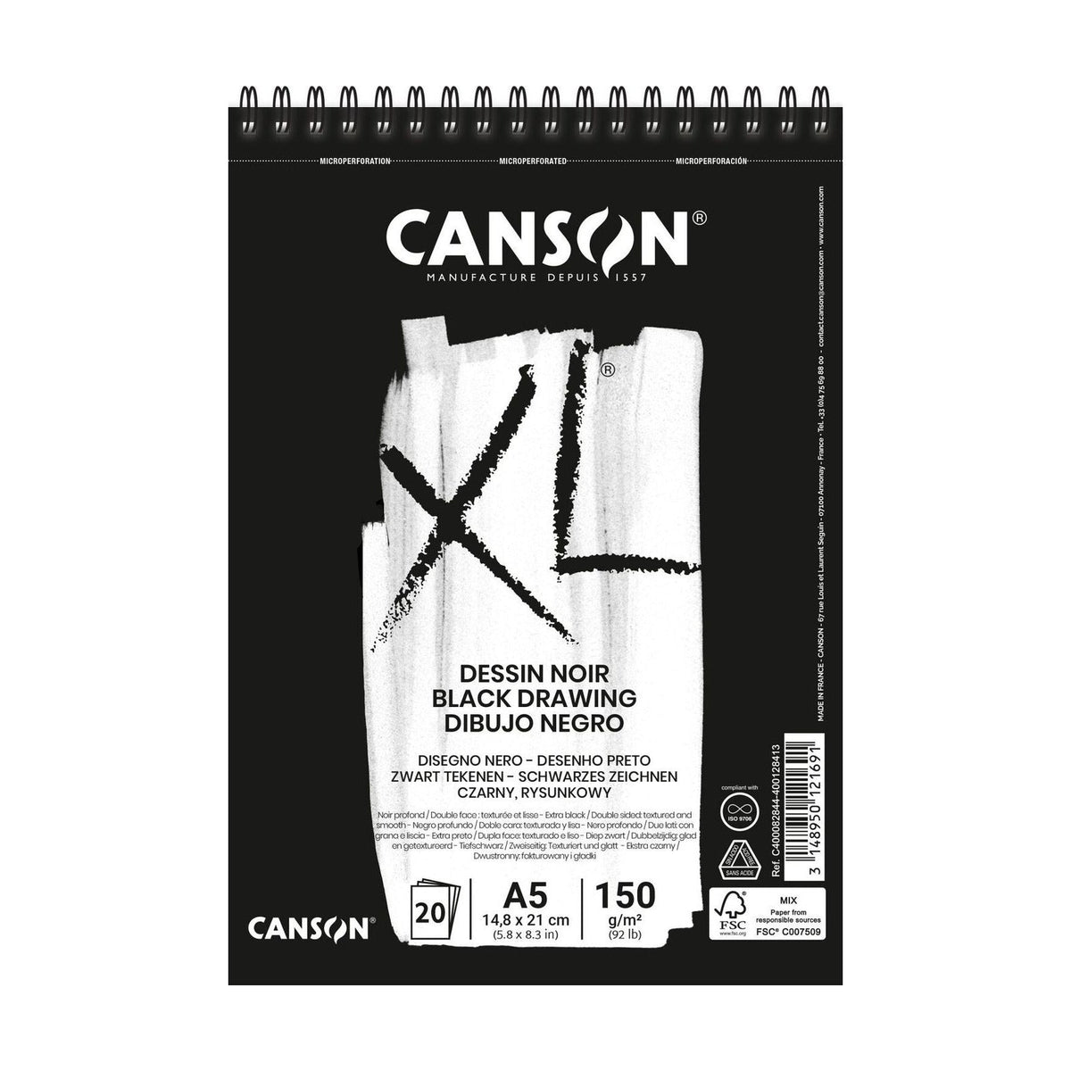 Čierny skicár CANSON XL Dessin A5 - 150 g/m², 30 listov