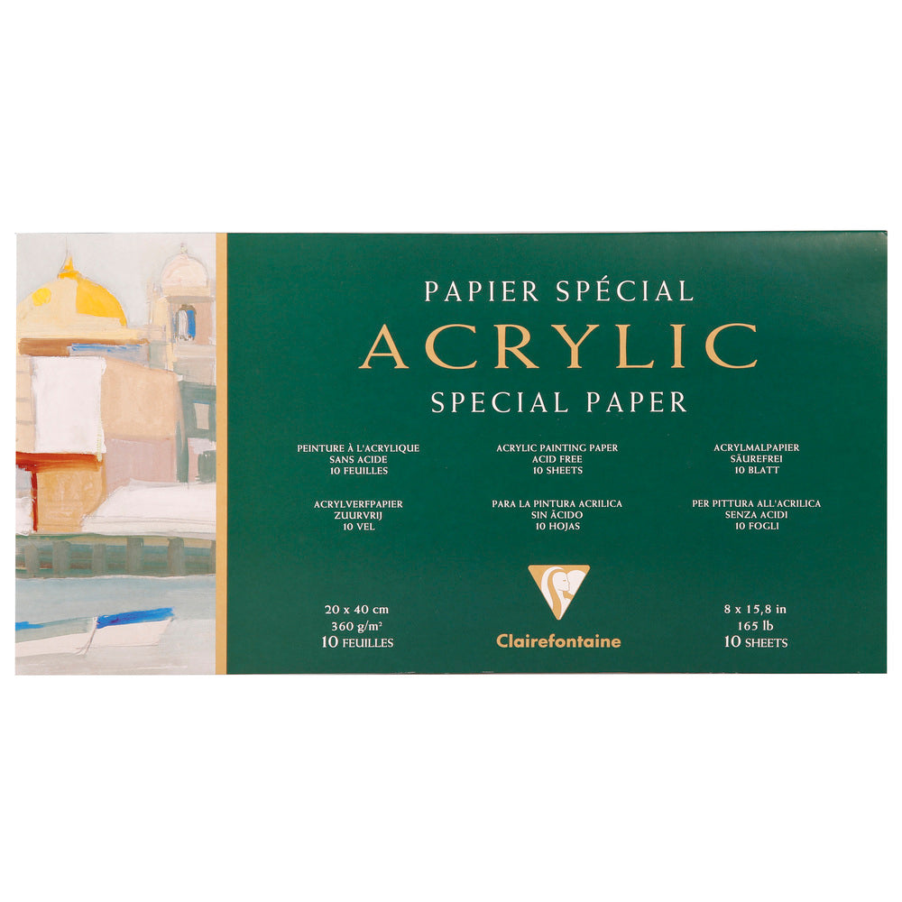 Clairefontaine akrylový blok 360 g/m² – 10 listov, 20 x 40 cm lepený
