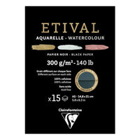 Clairefontaine Étival akvarelový blok CP R 300 g 15L lepený Black