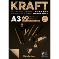 Clairefontaine kraftový blok lepený – 90 g 60L A3 hnedá a čierna