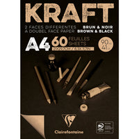 Clairefontaine kraftový blok lepený – 90 g 60L A4 hnedá a čierna