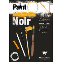 Clairefontaine Paint'On Mix Media blok 250 g 20L lepený Black