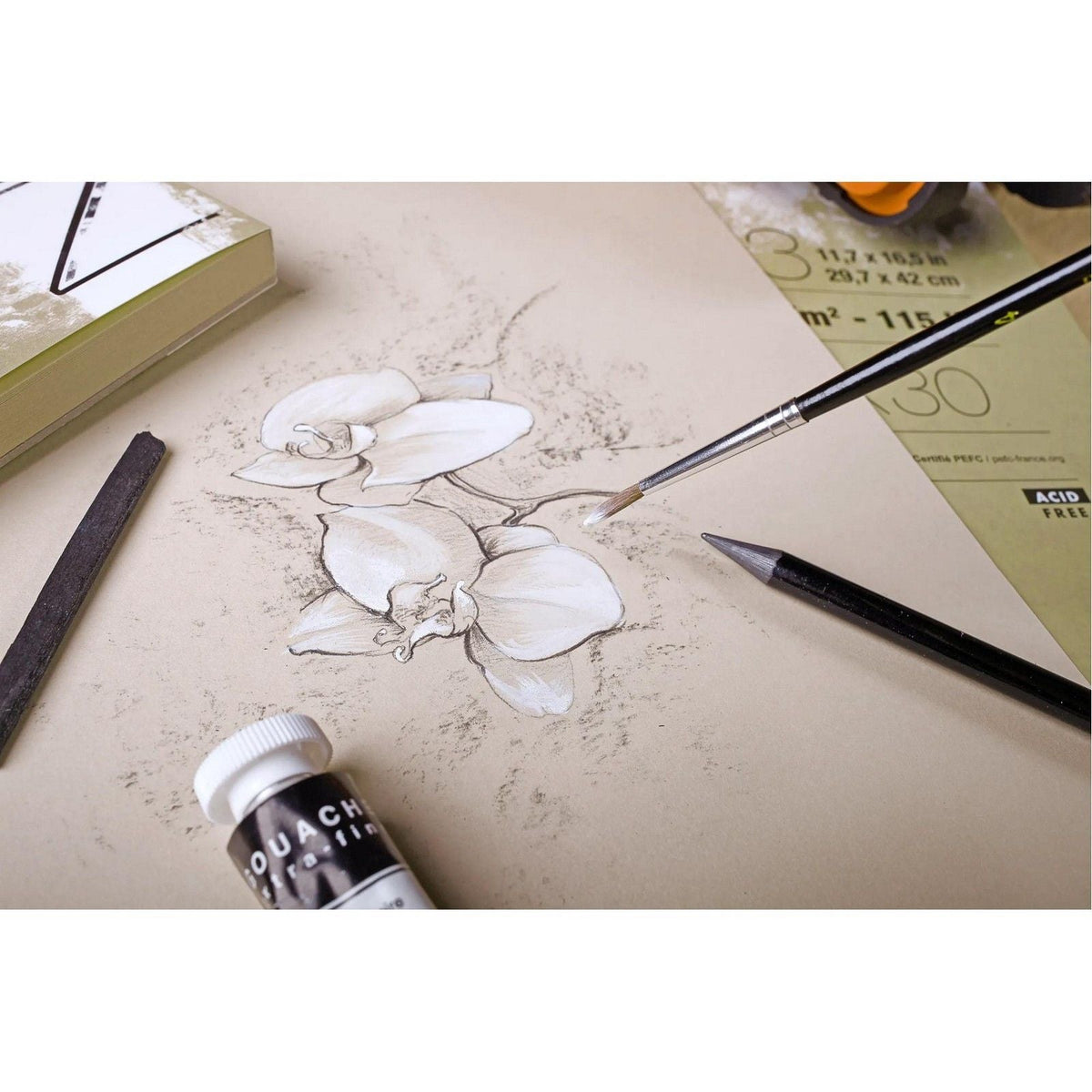 Clairefontaine Paint'On Mix Media blok 250 g 30L lepený Natural