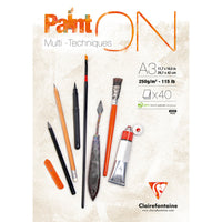 Clairefontaine Paint'On Mix Media blok 250 g 40L lepený Extra White