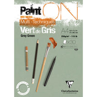 Clairefontaine Paint'On Mix Media blok 250 g lepený – 30L A4 Sivasto zelená