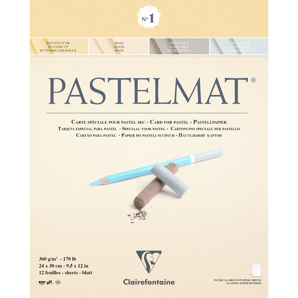 Clairefontaine Pastelmat blok č. 1 360 g 12L x 30 cm lepený – 24