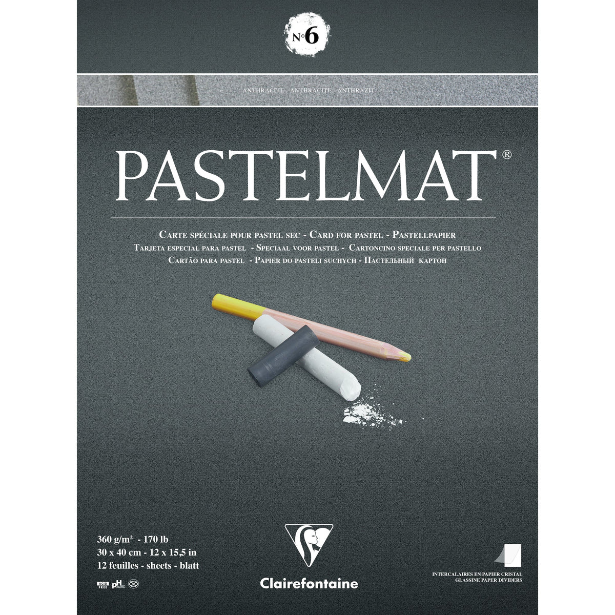 Clairefontaine Pastelmat blok č. 360 g 12L 30 x lepený