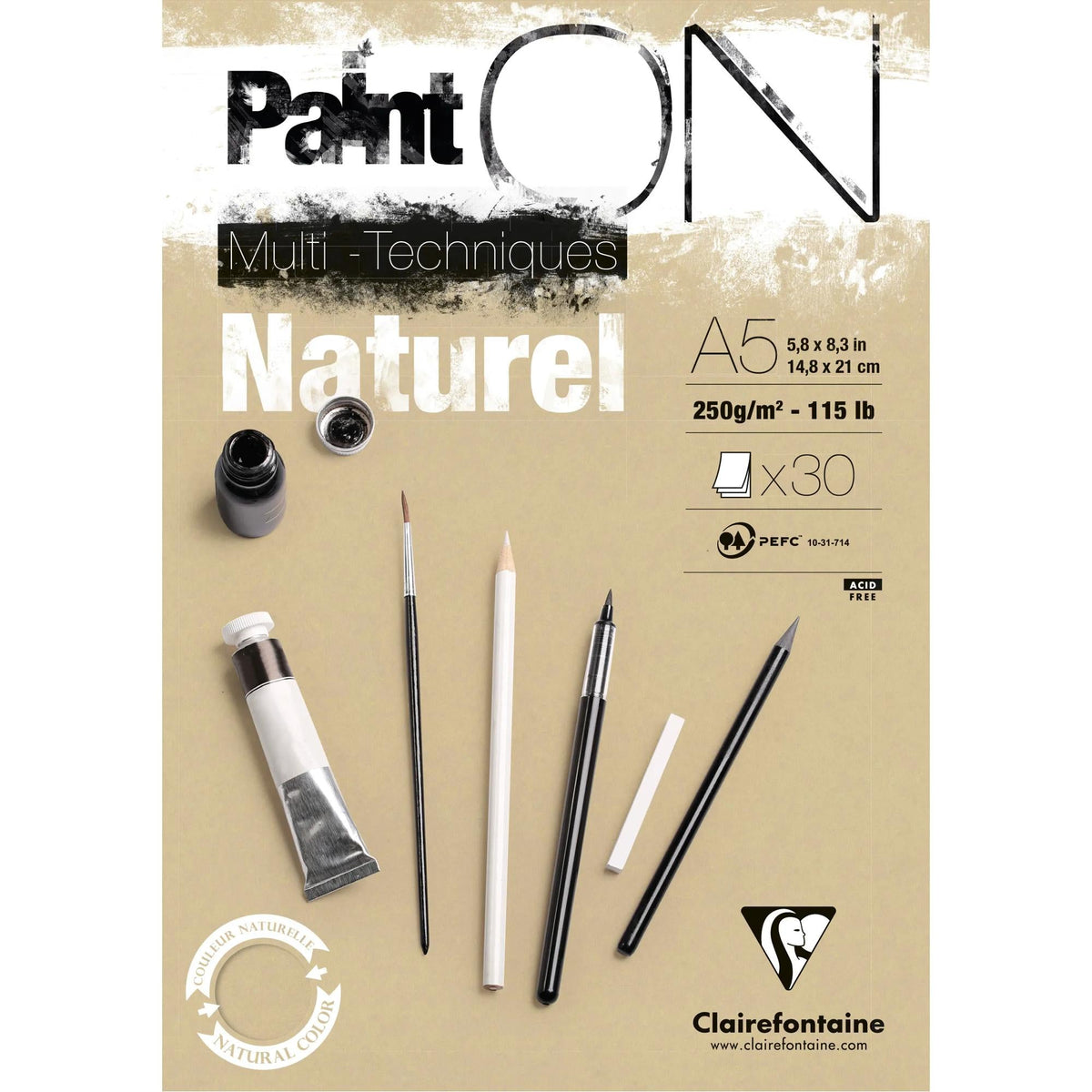 Clairefontaine Paint'On mixed-mediablok naturel 250 g/m², 30 vel – afbeelding 7