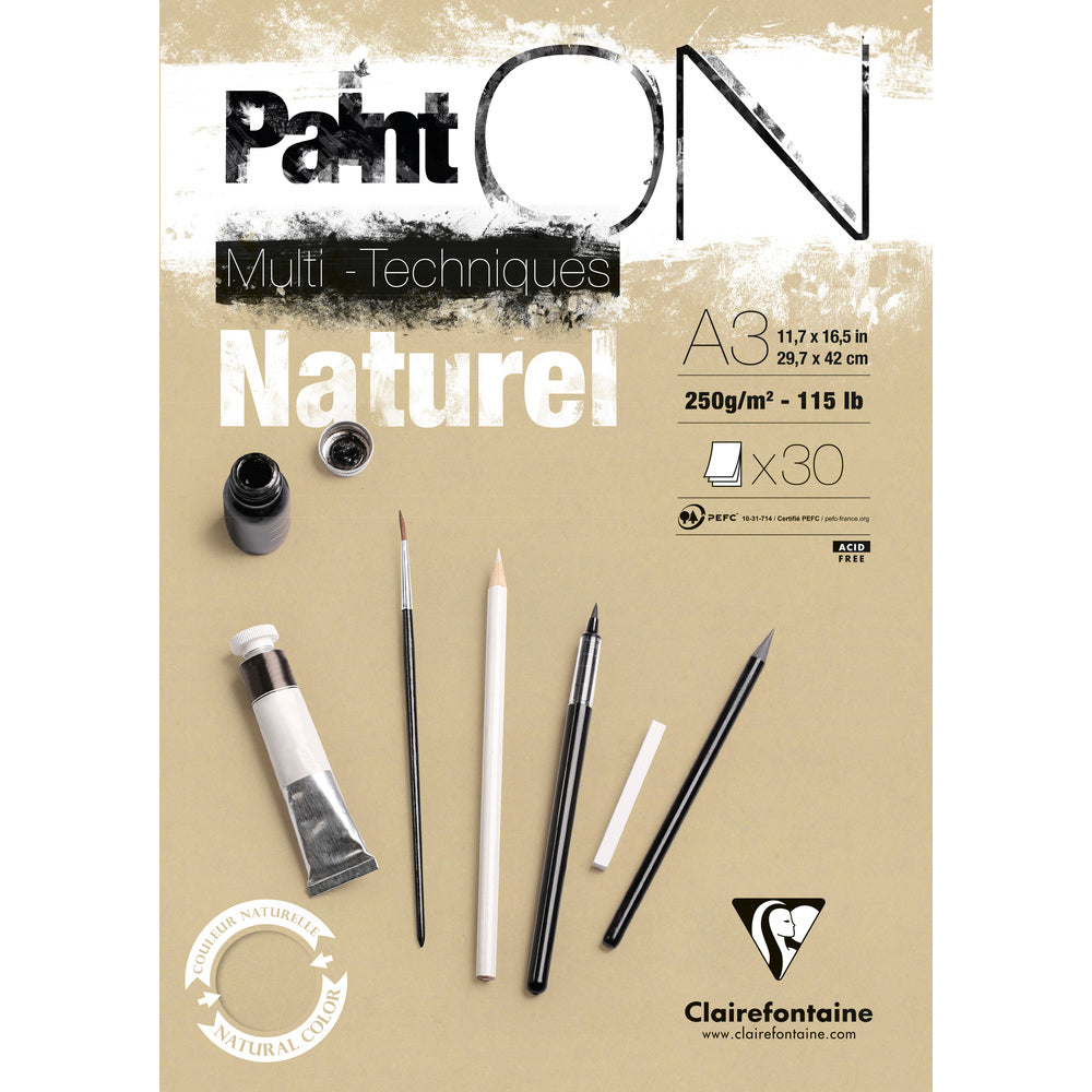 Clairefontaine Paint'On mixed-mediablok naturel 250 g/m², 30 vel – afbeelding 6