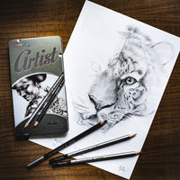 Colorino Artist kresliarska súprava grafitových ceruziek a uhlíkov v kovovom boxe