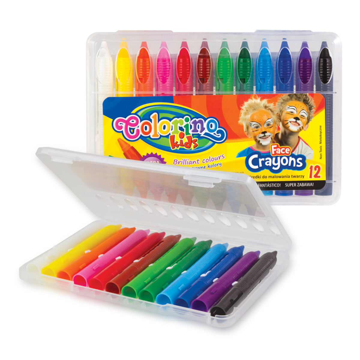 Colorino schmink in plastic houders met etui, 12 kleuren