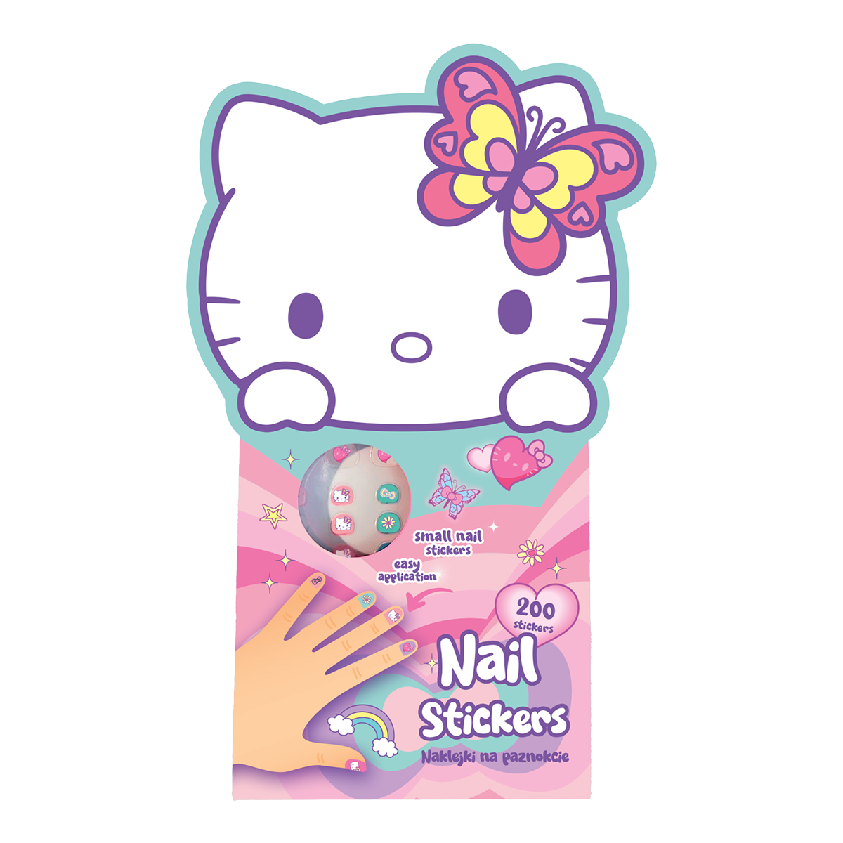 Colorino samolepky na nechty Hello Kitty, 200 ks, mix farieb