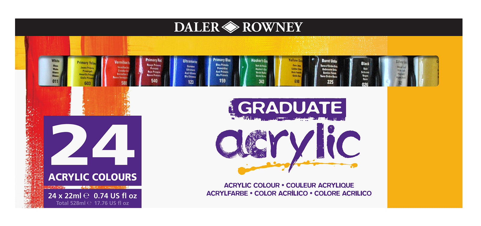 Sada akrylových farieb DALER ROWNEY Graduate 24 x 22 ml