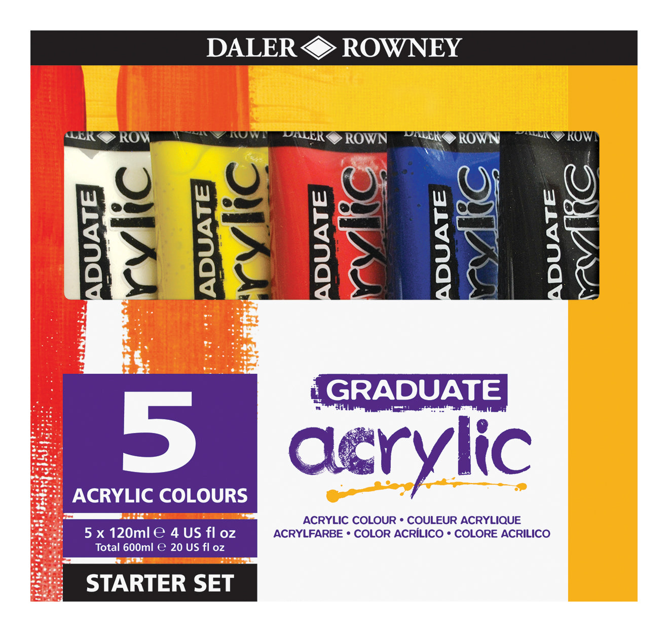 DALER ROWNEY Graduate sada akrylových farieb 5 x 120 ml